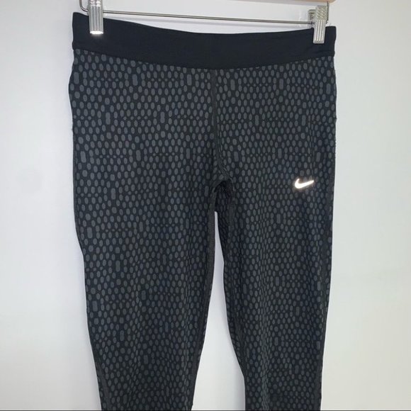 Nike Relay ‎ Leggings Run Fast Live Fearless Cropped Black Grey Polka Dot Size M - Picture 3 of 10